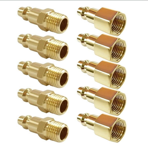 Osfvolr 1/4 Inch NPT Brass Air Hose Quick Connect Plug Male Female Pneumatic Coupler for Air Compressor