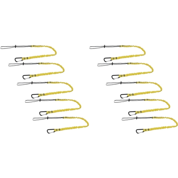 Osfvolr 10 Pack Safety Tool Leash,Retractable Bungee Cord with Aluminum Lock Carabiner and Adjustable Loop End Yellow