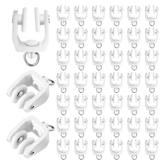 Osfvolr 100 Pcs Curtain Track Rollers White Plastic Drapery Rail Gliders for Shower and Window