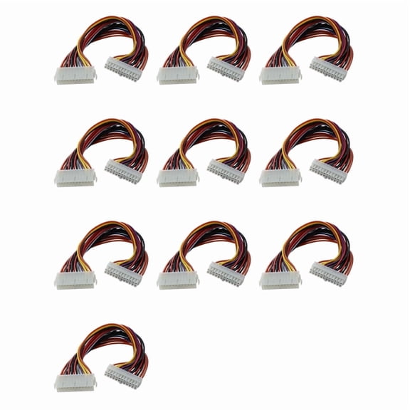 Osfvolr 10pcs 29.5cm Computer PSU ATX 24 Pin Male to Female Extension Power Cable