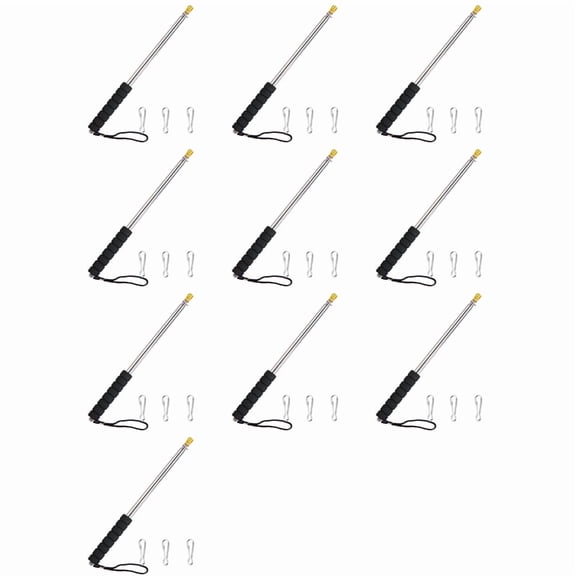 Osfvolr 10pcs 9.8Ft Telescopic Flag Pole,Stainless Steel Handheld Portable Extendable Retractable Flagpole with Anti-Slip Grip