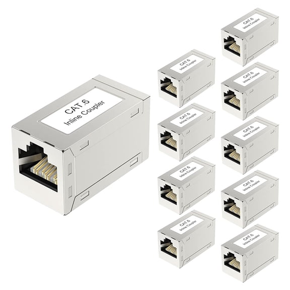Osfvolr 10pcs RJ45 Cat6 Coupler Shielded 10-Pack, Ethernet Cable Extender for High-Speed Network