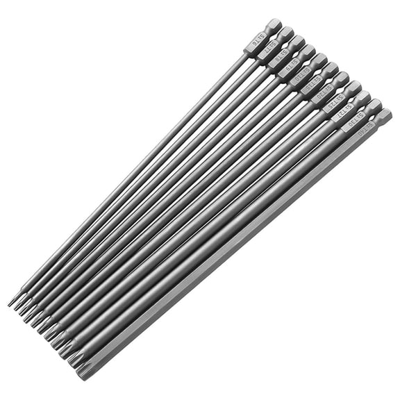 Osfvolr 11pcs 200mm Extra Long Torx Bit Set, Security Torx Bits with Magnetic Head S2 Steel