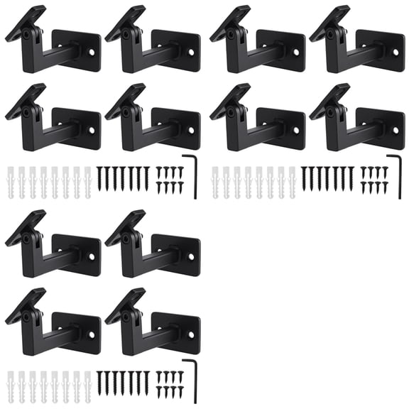 Osfvolr 12 Pcs Adjustable Handrail Brackets, Stair Railing Brackets , Hand Rail Brackets for Stairs, Wall Mounted Brackets