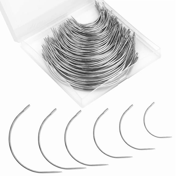 Osfvolr 120 Pcs Leather Needles Curved Sewing Needles Weaving Needle Set for Carpet Leather Canvas Repair