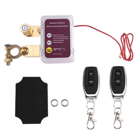 Osfvolr 12V/24V 240A Remote Control Battery Disconnect Switch,Automatic Power Off Switch for Car Battery Power-Off Switch Silver