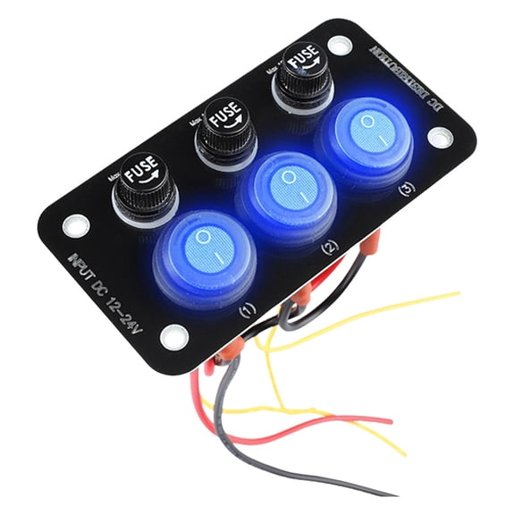 Osfvolr 12V-24V LED Marine Boat Rocker Switch Panel with 10A Fuse for Car, Marine, RV, Truck