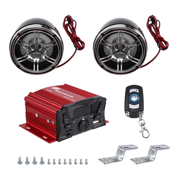 Osfvolr 12V Motorcycle Antitheft Bluetooth Stereo Speaker 4 Channel High Power FM Radio MP3 Stereo Speakers with LCD Display