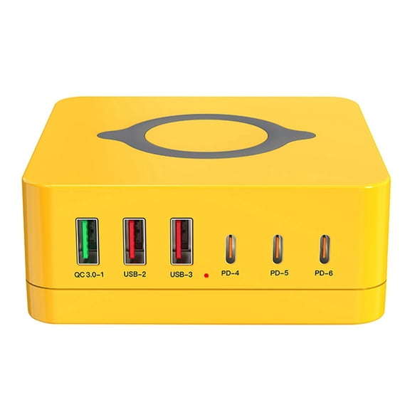 Osfvolr 140W Charging Station with Retractable USB-C Cable Fast Charger for Tablet PC Phones Multiple Devices US Plug