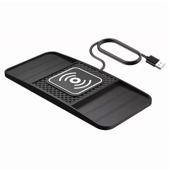 Osfvolr 15W Fast Wireless Charging Pad , Non-Slip Rubber Mat for Car Storage, USB-Powered Charger