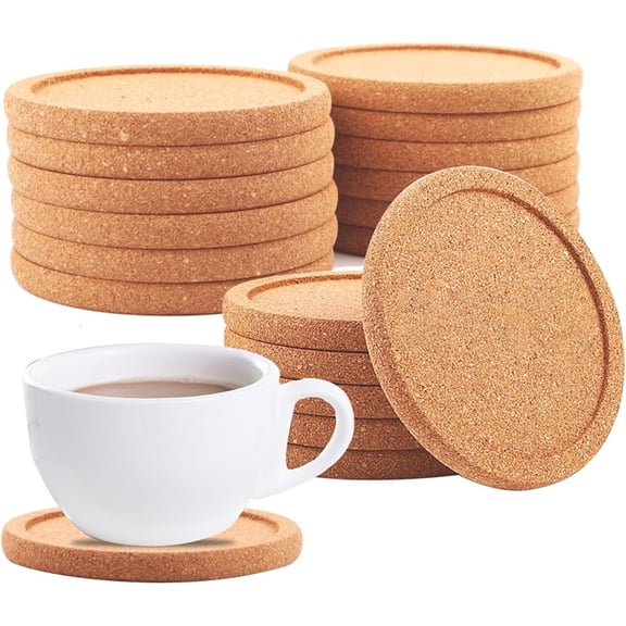 Osfvolr 18 Pcs Cork Coasters with Lip, 4 Inch Absorbent Drink Coaster ,Non-Slip,Suitable for Mugs,Glasses,Coffee Coasters