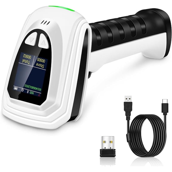 Osfvolr 1D QR 2D Barcode Scanner, Bluetooth Wireless Bar Code Scanners with LCD Screen Display, Handheld Barcode Reader