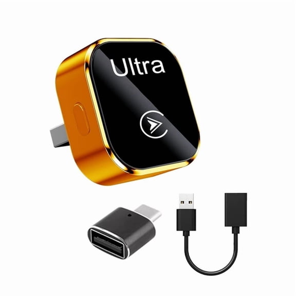 Osfvolr 2 In1 Wireless Carplay Smart Box for Carplay Android Auto USB Dongle Adapter Wired Carplay to Wireless Plug Play Orange