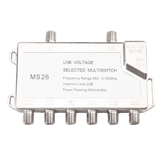 Osfvolr 2 Input 6 Satellite Multiswitch 950-2150MHz Antenna Cable 2 in 6 Out Diseqc LNB Power Waterproof Stand-Alone TV Switch
