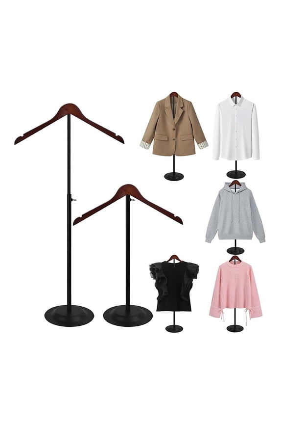 2 Pack Adjustable T Shirt Display Flexible Shoulder Stand, 17.5-31 Inch Portable Metal Shirt Rack Display Stand