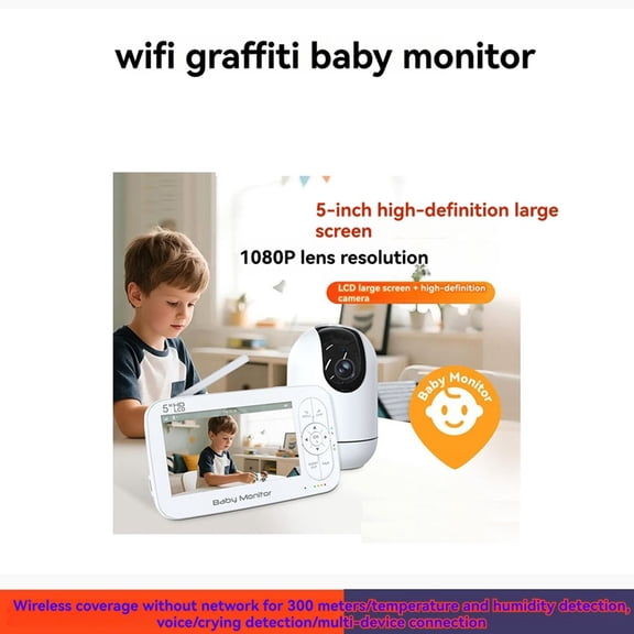 Osfvolr 2025 TUYA Baby Monitor with 4X Zoom 1080P Camera 5000mah Built-in Lullaby Feeding Reminder 360 Rotating Baby Monitor
