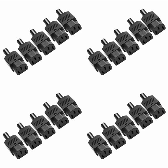 Osfvolr 20PCS IEC C13 Power Plug Connector C13 Female Plug Power Adapter Connector 3 Pin Power Socket 250V 10A AC Power Adapter