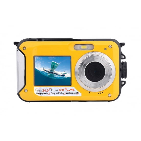 Osfvolr 24MP 1080P Full HD Digital Camera 16X Zoom 10ft Depth Waterproof Front Rear Dual Screen Digital Camera B