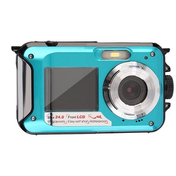 Osfvolr 24MP 1080P Full HD Digital Camera 16X Zoom 10ft Depth Waterproof Front Rear Dual Screen Digital Camera C