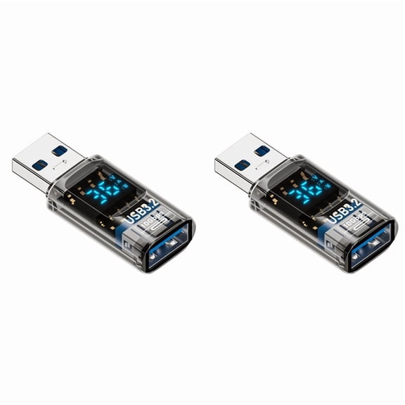 Osfvolr 2PC Digital LED Display USB 3.2 Adapter 36-60W 10Gbps Laptop Type-C Converter Data Transmission A-M to A-F