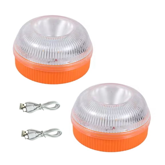 Osfvolr 2PCS LED Car Emergency Beacon Light USB Rechargeable Magnetic Induction Strobe Flashing Safety Signal Warning Light