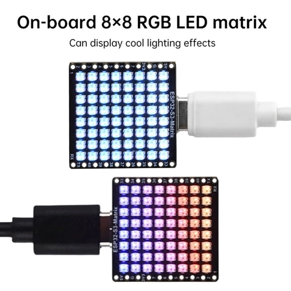 Osfvolr 2PCS --Matrix Development Board Onboard 8x8 RGB LED Matrix QMI8658C Attitude Sensor WIFI Bluetooth Type-C