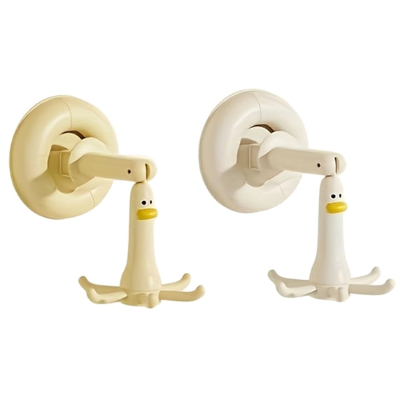 Osfvolr 2Pc Cartoon Duck Suction Cup Hook Six-Claw Rack 360 Dual- Rotating No-Drill Kitchen Rack Bathroom Small Hanger Home