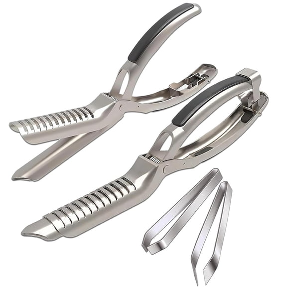 Osfvolr 2Pcs Rib Membrane Removal Tools, Rib Prep Tool, Stainless Steel BBQ Rib Skinner with 2Pcs Tweezers Pliers and Gloves