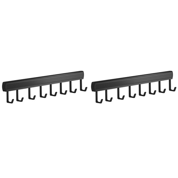 Osfvolr 2X 8-Hooks Kitchen Hook Rack Wall Mounted Hangers Rack Spoon Shovel Chopping Board Organizer Kitchen Accessories,Black