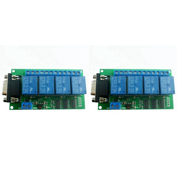 Osfvolr 2X DC 12V 4 Channel RS232 Relay Board PC USB DB9 Interface Relay Module Serial Port Remote Control Switch
