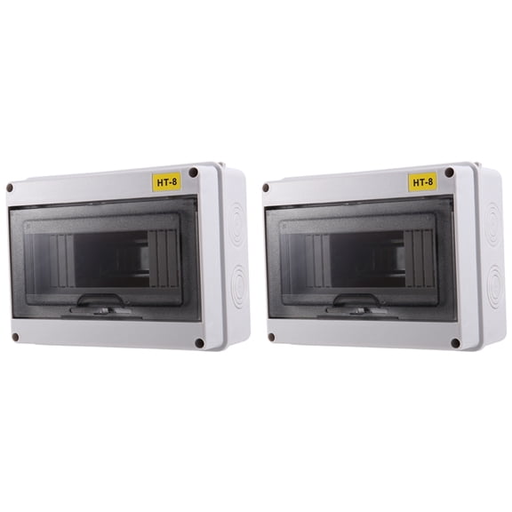 Osfvolr 2X IP65 Mcb Breaker Box Distribution Protection Box ABS Power Electronic Din Rail Enclosure for Circuit Breaker HT-8 Way
