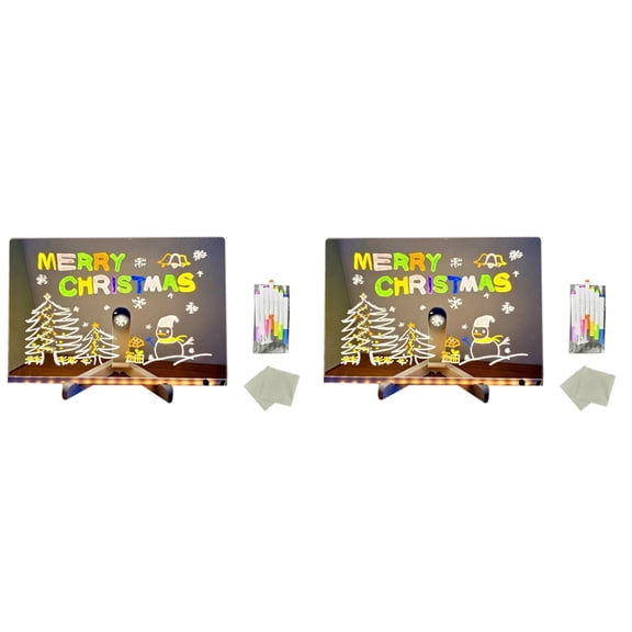Osfvolr 2X LED Note Board with Colors, 2025 Glowing LED Drawing Board for Kids, LED Not Board with Stand and 7 Color Markers L