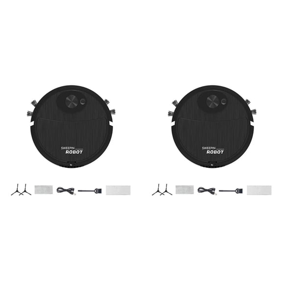 Osfvolr 2X Mini Cleaning Sweeping Robot Automatic Vacuum Robot Ultra Thin Silent Cleaning Hard Floor Cleaning Machine,Black