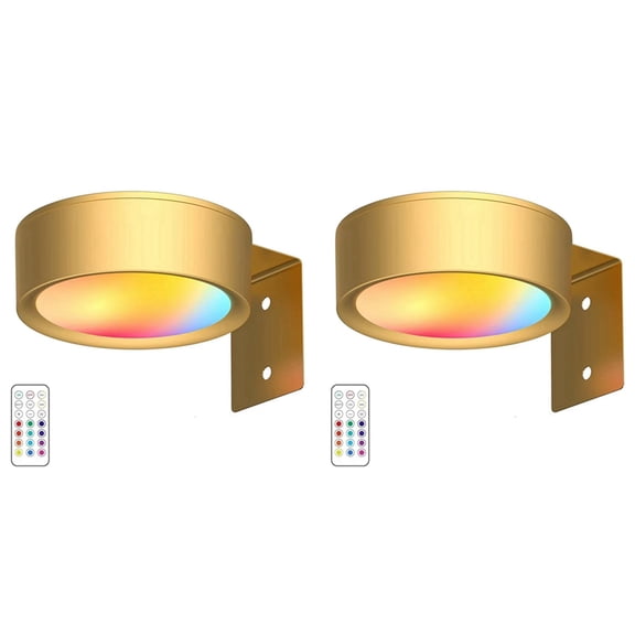Osfvolr 2X Picture Lights LED Art Display Light Battery Operated Dimmable Painting Spotlight 13 Lighting Modes Gold