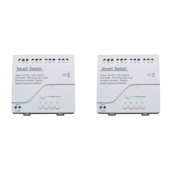 Osfvolr 2X  Smart Remote Control Wifi Switch Module 4CH 7-32V USB 5V Inching Self-Locking RF433 Receive 4 Way Relay