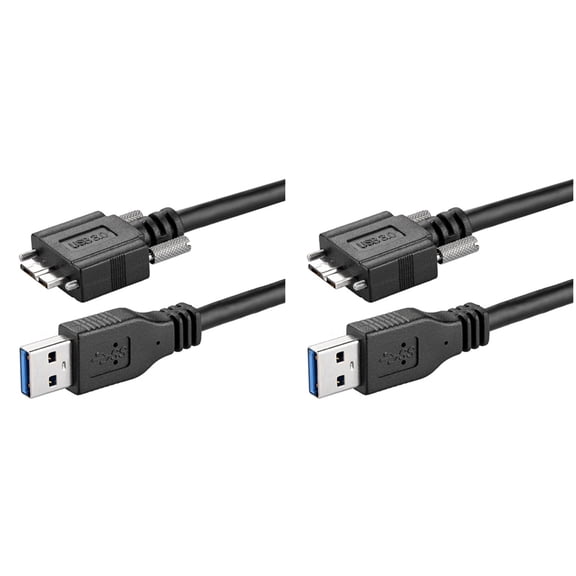 Osfvolr 2X USB 3.0 A Type Male to Micro-B Male Extension Camera Cable USB3.0 AM/MicroB Cord with Locking Screws 1.5M