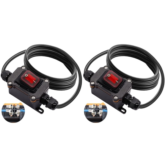 Osfvolr 2X Waterproof Inline Switch 12V DC 20A 4Pin 2 Position on/Off Toggle Switch with 14 AWG Wire Outdoor Inline Cord Switch