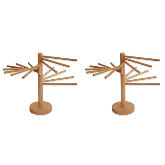 Osfvolr 2X Wood Pasta Dryer Rack,  Spaghetti Noodle Dryer, Pasta Hanger Rack with 16 Suspension Rods