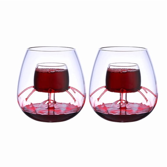 Osfvolr 2pcs Transparent Glass Wine Set,Glass Wine Glass Gift Box,520mlx2,with A Split-Spout Design,for Parties and Gatherings
