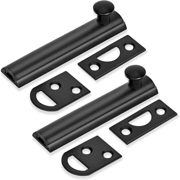 Osfvolr 3 Inch Solid Brass Surfaces Bolt Black, Heavy Duty Concealed Slide Surfaces Door Bolt, for Doors and Window 2 Pack