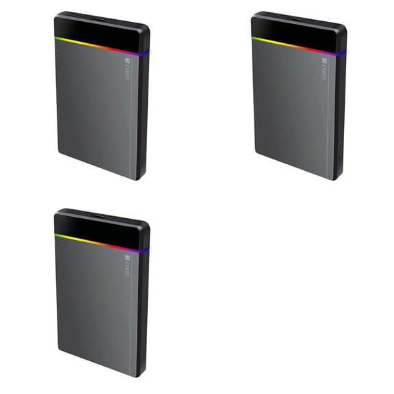 Osfvolr 3 Set 2.5 Inch HDD/SSD Type-C RGB Enclosure SATA to USB3.2 Gen1 5Gbps HD External Hard Drive Enclosure Box Tool-Free