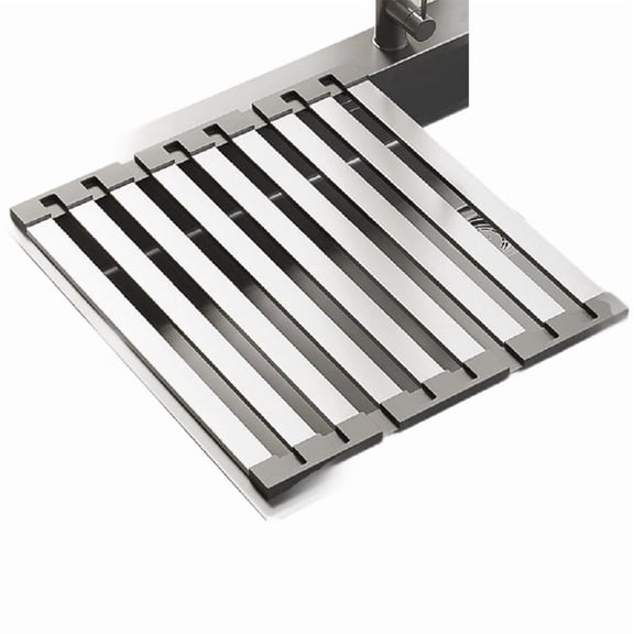 Osfvolr 304 Stainless Steel Roll Up Dish Drying Rack, Foldable Heat- Dishes Drainer