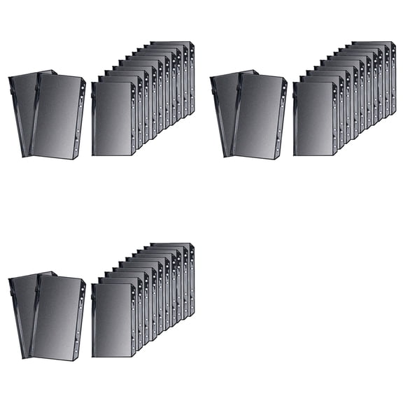 Osfvolr 36pcs Black A6 Binder Pockets PVC Cash Envelopes Budget Money Zipper Pouch Reusable Envelopes for Cash 1 Grid