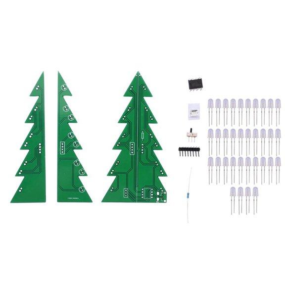 Osfvolr 3D Christmas Tree DIY Kits Yellow LED Flashing Tree DIY Kit 3D Christmas Tree for Soldering Practice Learning