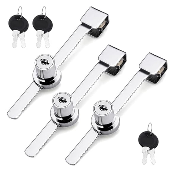 Osfvolr 3Pcs Reptile Vivarium Lock, Ratchet Display Cabinet Lock Cabinet Locks with Key Glass Door Lock for Terrarium Showcase