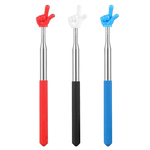 Osfvolr 3Pcs Stainless Steel Telescopic Finger Reading Stick Extendable Teacher Pointer Stick for Classroom & Presentations