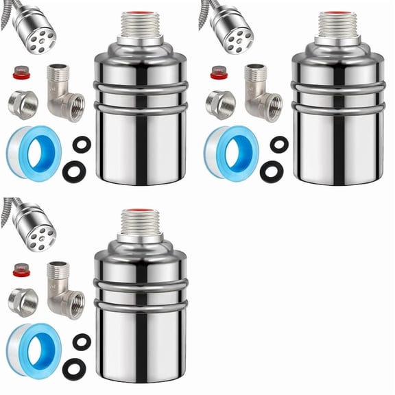 Osfvolr 3X 304 Stainless Steel Fully Automatic Water Level Control Float Valve, 1/2In 3/4In Auto Fill Shut Off Water Float Valve