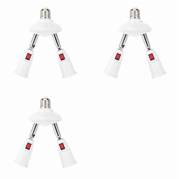 Osfvolr 3X 360 Degree Adjustable - 2 in 1 E27 Splitter Socket Adapter. E27 Standard LED Bulb Socket Adapter
