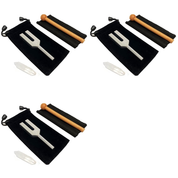 Osfvolr 3X 4096 Hz Tuning Fork, Crystal Tuning Fork for Healing, Medical-Grade with Wood Hammer and Soft Storage Bag