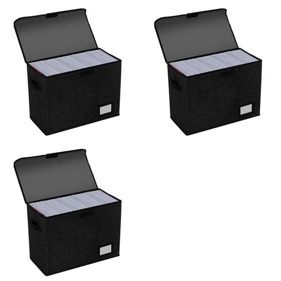 Osfvolr 3X Comic Book Boxes, Back to School Fold Comic Short Box Case with Lid, Book Bin Container Holds 150 Comics Black